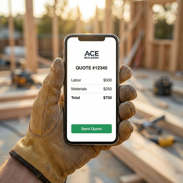 WorkbookPro quote on a phone held by a tradesperson