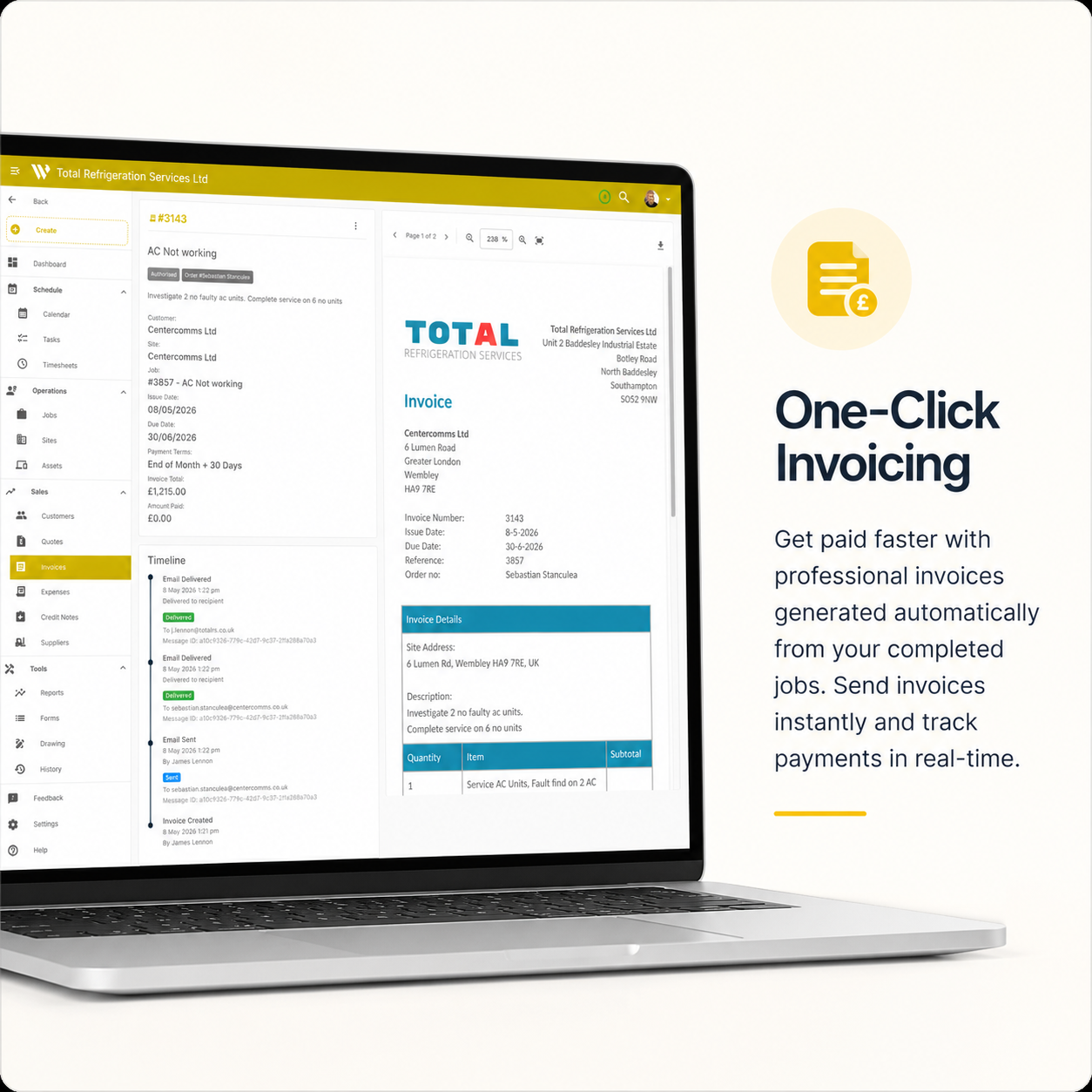 Invoice cleanly in WorkBookPro
