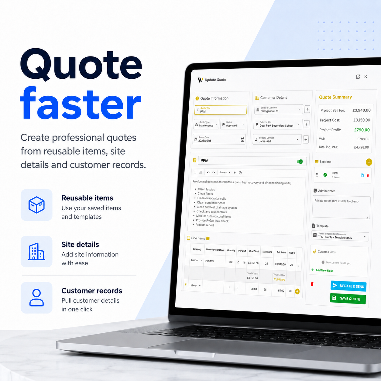 Quote faster in WorkBookPro